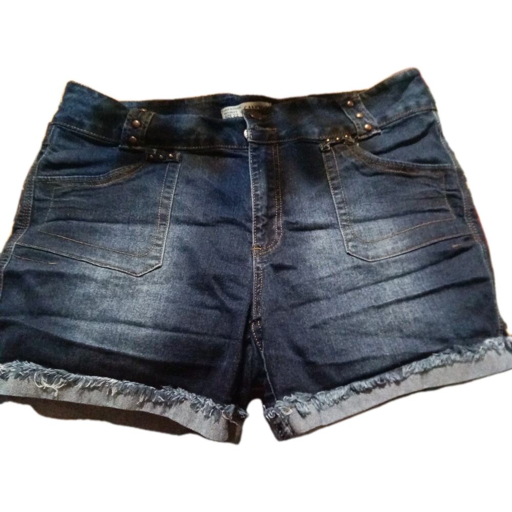 Sandpiper Womens Denim Super Stretch Cuffed Shorts Size 22W Dark Wash NWT